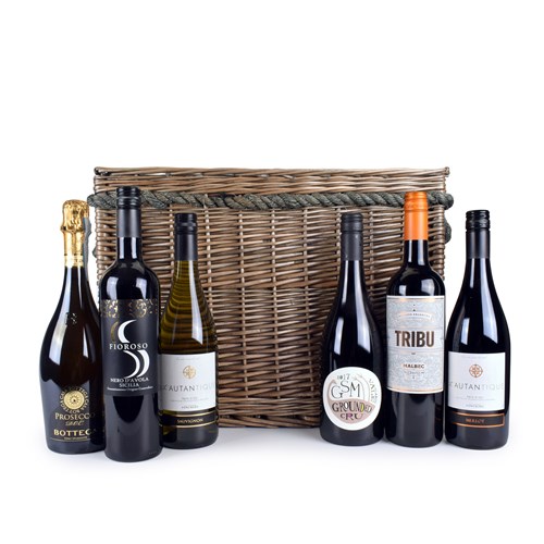 Wine Selection Log Basket - Next Day Delivery